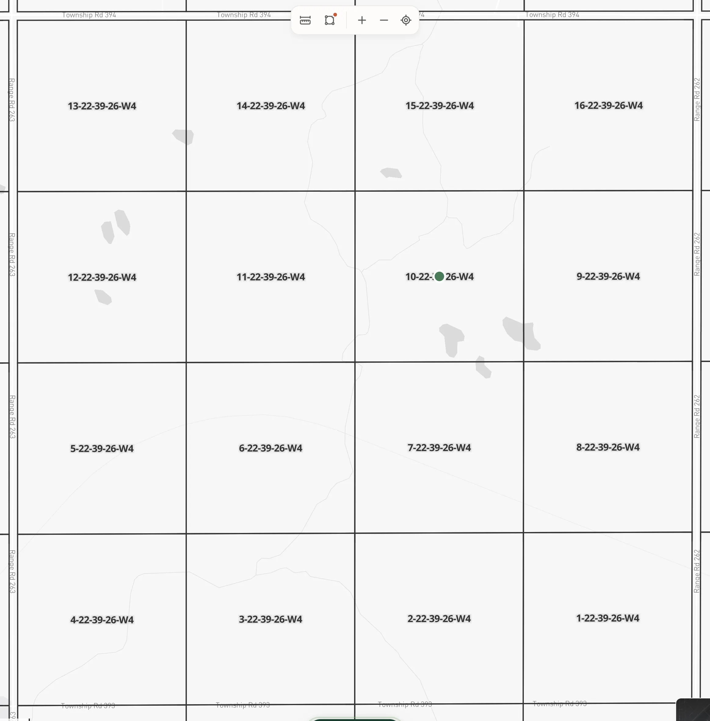 Section 22-39-26-W4 on the Township Canada map with all 16 LSDs labelled, numbered back and forth from LSD 1 in the southeast corner