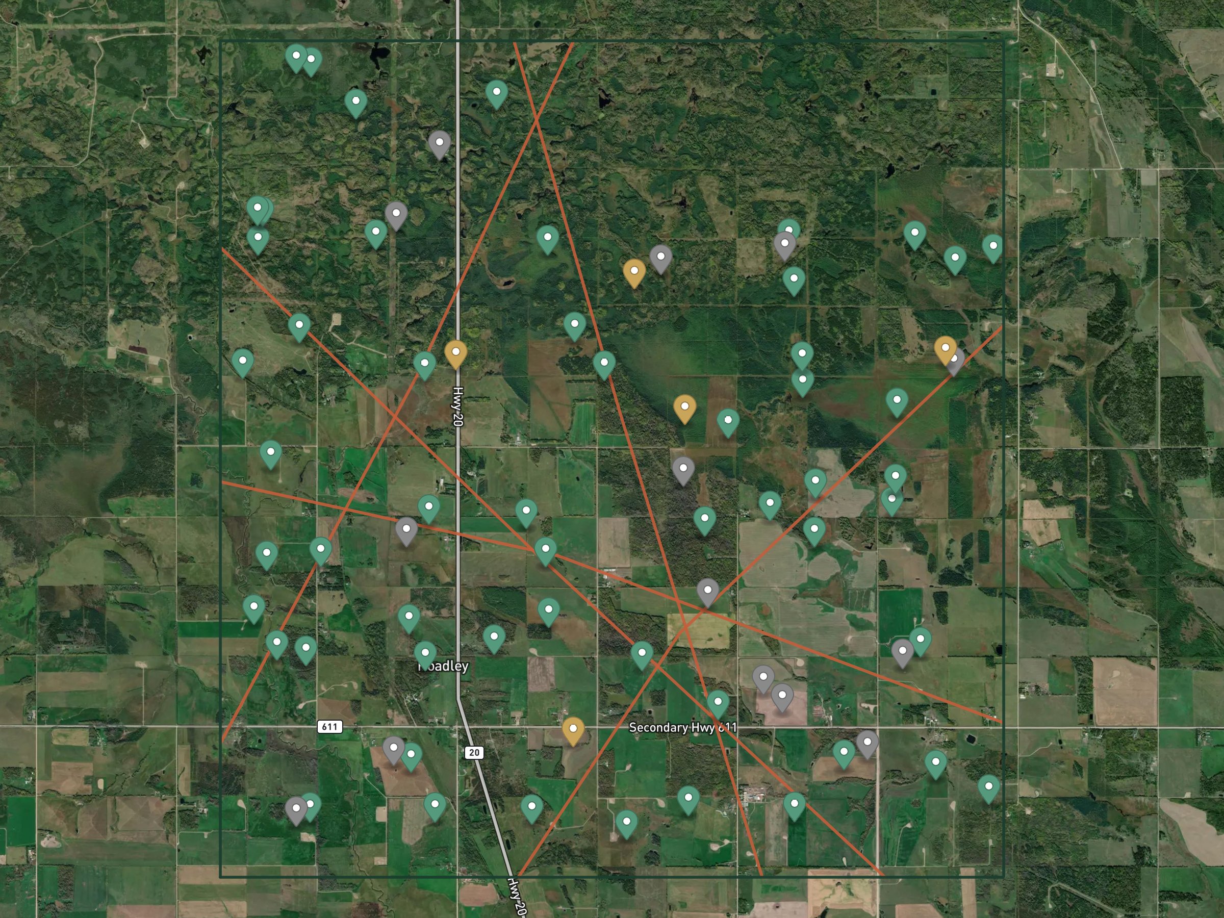 Section map of Township 45, Range 3, W5M
